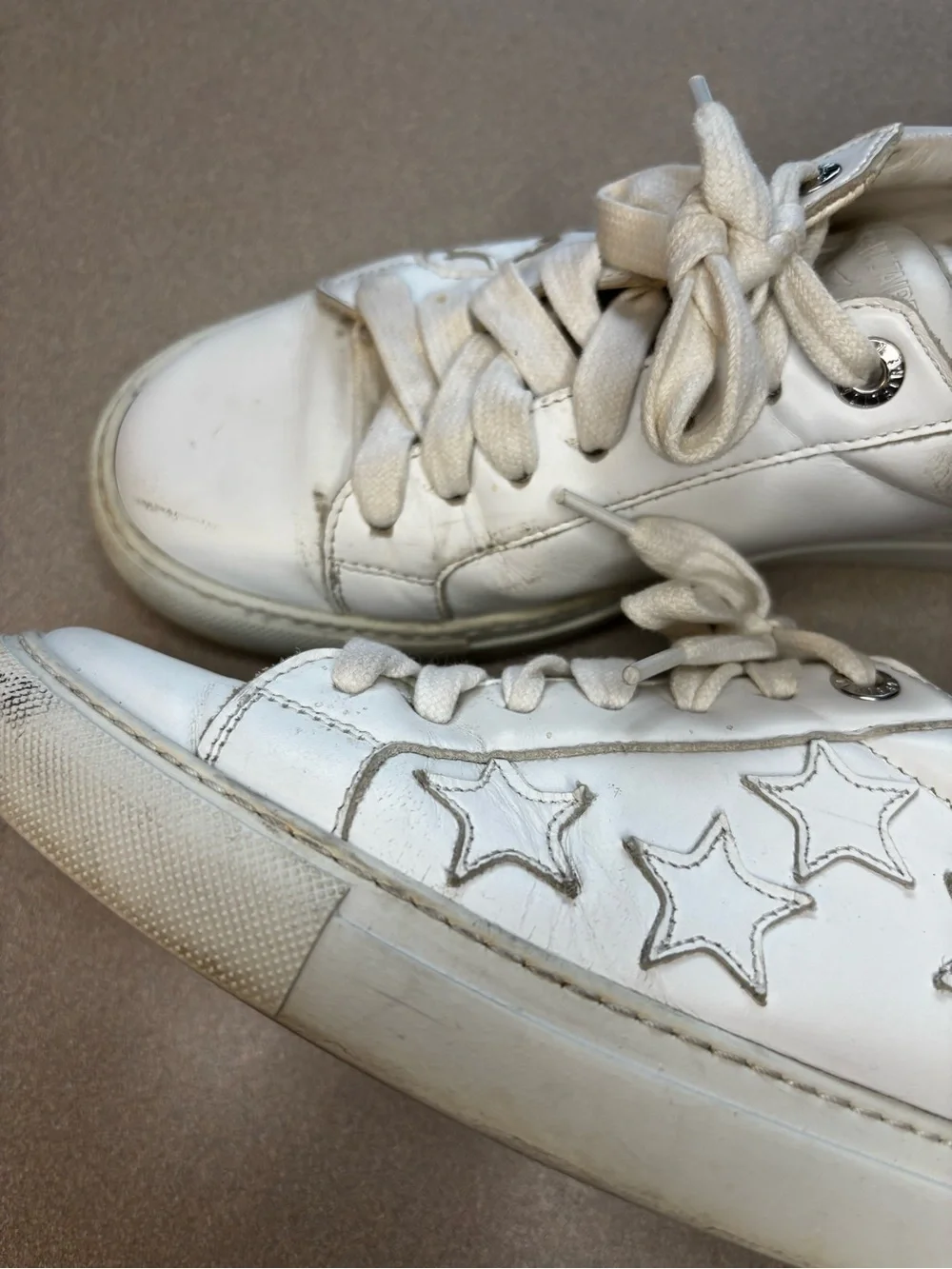 Zadig & Voltaire White Leather Star Sneakers